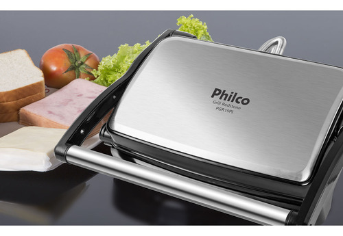 Grill Philco Pgr19pi Inox Antiaderente Redstone 1500w Cor Prateado 127v Prateado