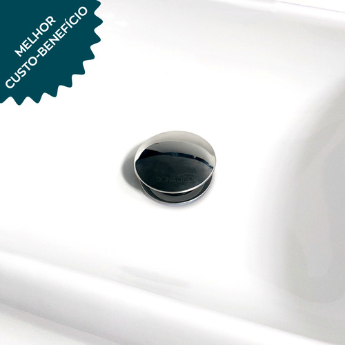 5 Valvula Click 30mm Tampa Aço Inox Ralo Pia Lavabo Kit 5un Acabamento Brilhoso Cor Polido