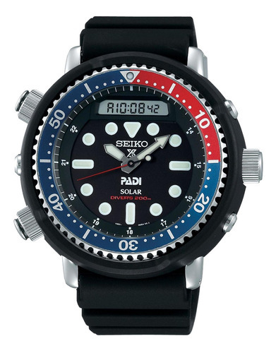 Reloj Seiko Prospex Padi Snj027p1 Sin Caja Boleta Color De La Correa Negro Color Del Bisel Azul Y Rojo Color Del Fondo Negro