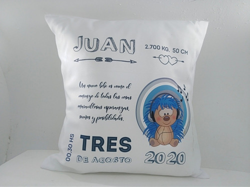 Imagen 3 de 12 de Bebés Almohadón Datos De Nacimiento. Ideal Regalo 40x40 Cm