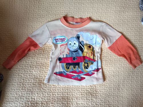 Polera Manga Larga Talla 2 Tren Thomas Amarilla