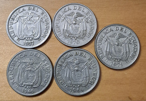 Ecuador X 5 Monedas Dif Años Incluye 1 Sucre 1937.