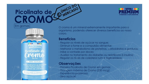 Picolinato De Cromo Em Goma Zero Açúcar 30un - Vita Premium