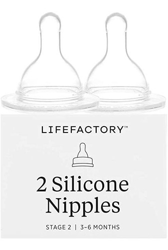 Etapa 2 Lifefactory Silicona Pezones, 3-6 Meses, 2-pack Por