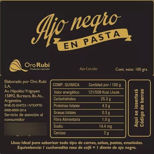 Ajo negro cocido orgánico Oro Rubí x 1 unidad