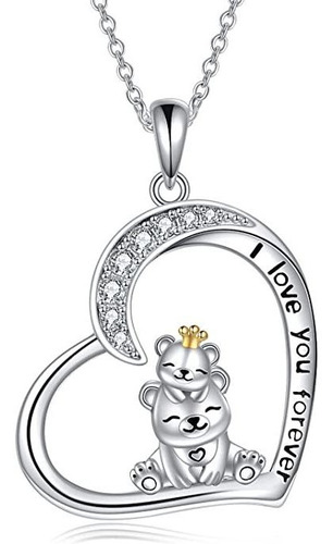 Urone Collar De Oso De Plata De Ley Con Colgante De Oso De