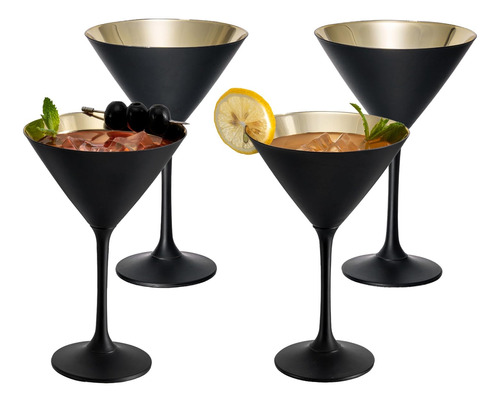 Mygift Copas De Martini Modernas De 8 Onzas Plateadas En Ton