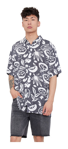 Guayabera Hombre Print Night Negro Corona