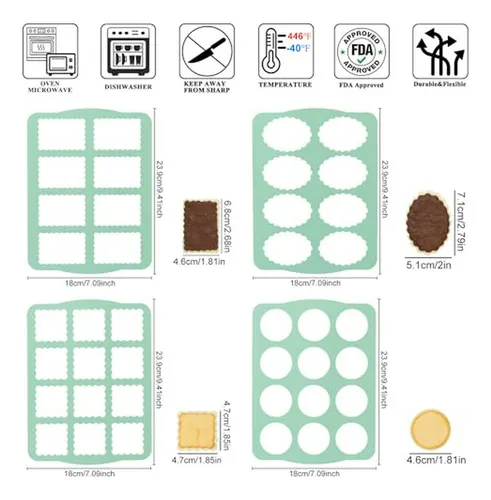Molde Silicona Galletas 4 Pcs - Plantilla Chablon Biscuits