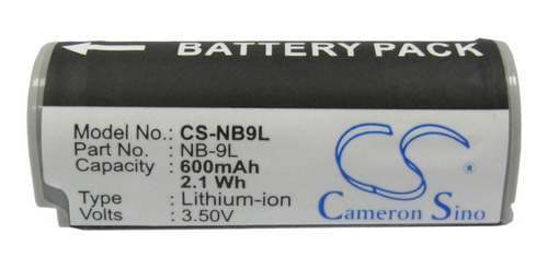 Bateria Para Canon Nb9l , Ixus 1000 Hs , 600 Mah , 3,6 V