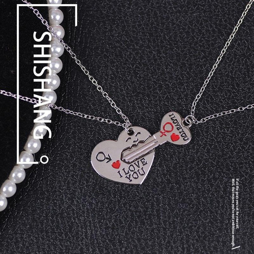 Collar Novios Pareja Corazon Y Llave San Valentin