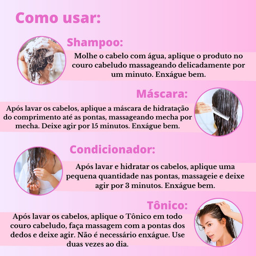 Kit Crescimento Capilar Tonico Shampoo Condicionador Máscara