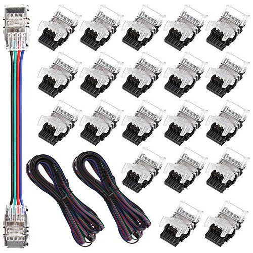 20 Pieces 4 Pin Led Light Strip Connectors Waterproof 1...
