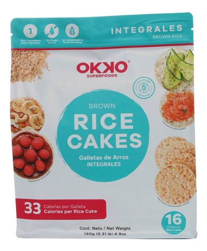 2 Pza Galletas Okko De Arroz Integral 140 G