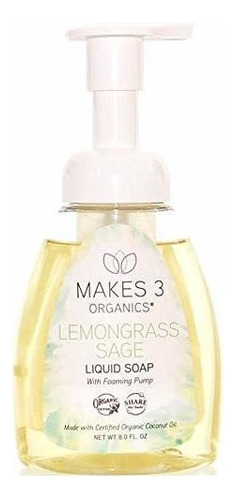 Hace 3 Organics Orgánica Lemongrass Sage Espuma De Jabón