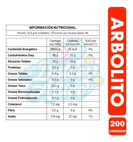 Caramelo Surtidos Arbolito Bolsa 200 Unidades 860gr