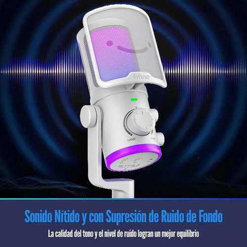 Micrófono Fifine Ampligame Am6 Rgb Usb Cardioide - White