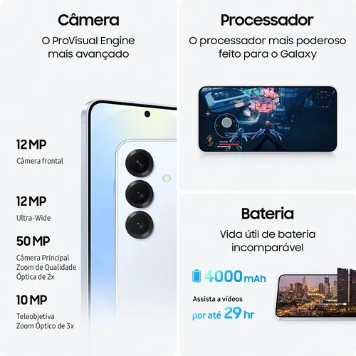 Samsung Galaxy S25 5G, 256GB, 12GB, Câmera Tripla - Azul claro