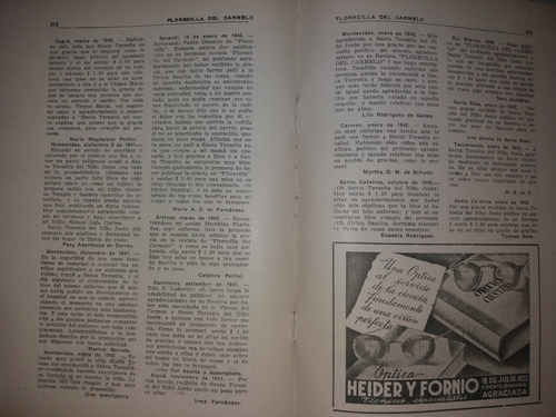 4 Revistas Carmelitas Descalzas 1940/2 Notas Eventos Persona (Usado)