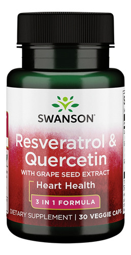 Swanson Suplemento de Resveratrol y quercetina con extracto de semilla de uva: fórmula 3 en 1, 30 cápsulas
