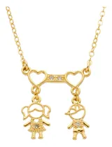 Comprar Colar Filhos Com 2 Pingentes Menino E Menina  Banhado A Ouro