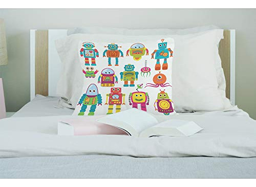 Ekobla Robots Throw Pillow Cover Adorable Funky Octopus