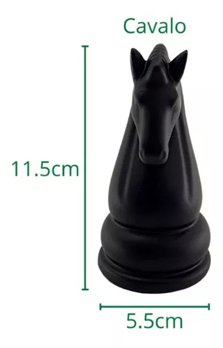 Peça Xadrez Preto Fosco Cavalo 18cm Porcelana