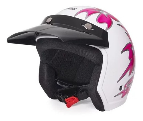 Capacete Aberto Taurus Wind V3 Tecno Femme Branco E Pink Tamanho do capacete 56