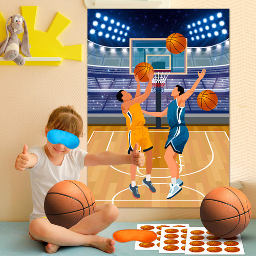 Pegatinas De Juego Para Fiesta Niños Con Balón De Baloncesto InBoxxarty