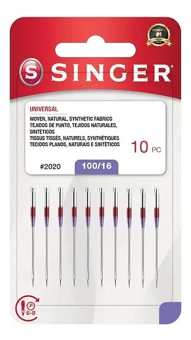 Agulha Singer 2020 Máquina Doméstica Algodão Tamanhos Cor 100/16