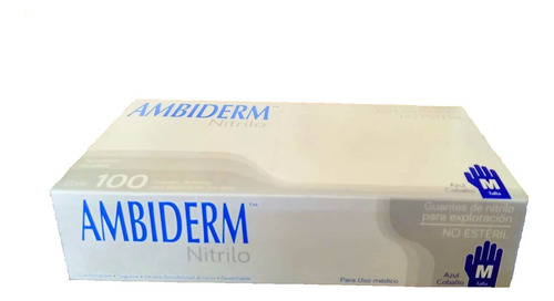 Guante Nitrilo Ambiderm Azul Cobalto Paq Con 100 Pzas