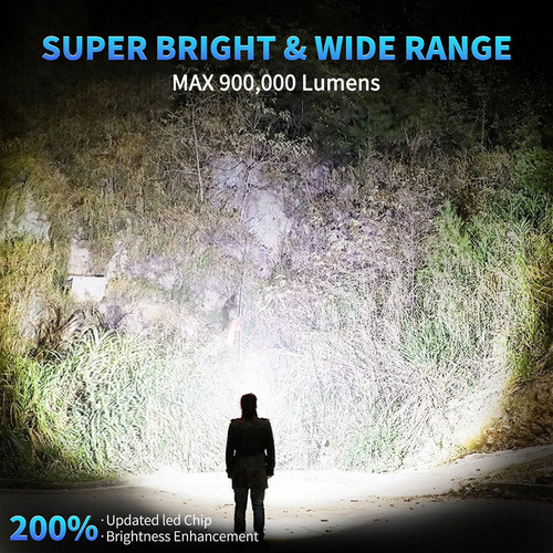 Linterna Alta Impermeable Recargable Befamali De Lumens