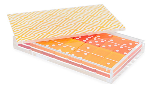 Dominó Acrílico Con Estuche Juego Y Decoración 28 Fichas