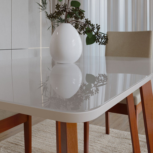 Conjunto Mesa De Jantar 4 Lugares Madeira Mesa Cf