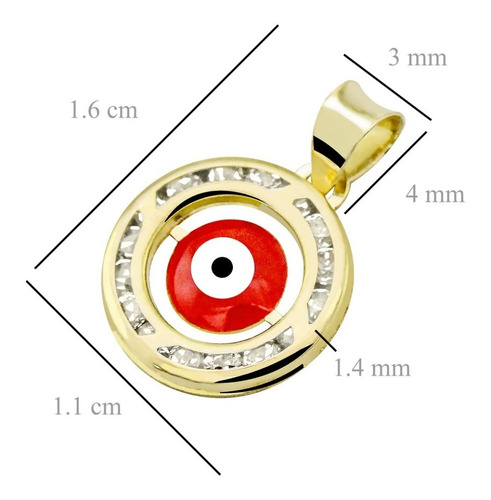Dije Medalla Ojo Turco Oro 10k Sólido