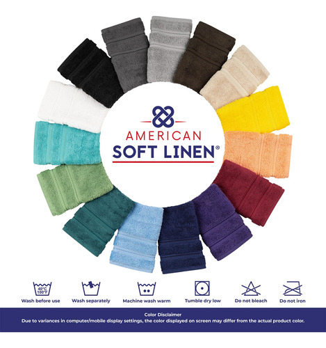 Juego De Toallas De Mano American Soft Linen Luxury, 100% Al