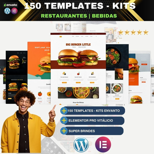 +150 Templates Elementor Wordpress P/ Restaurantes E Bares