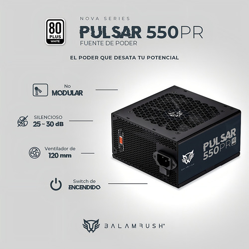 Fuente De Poder Balam Rush Atx Pulsar 550w 80 Plus Negro Kt