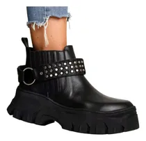 Comprar Botas Mujer Caña Elastico Cuero Plataforma Tachas Sophia