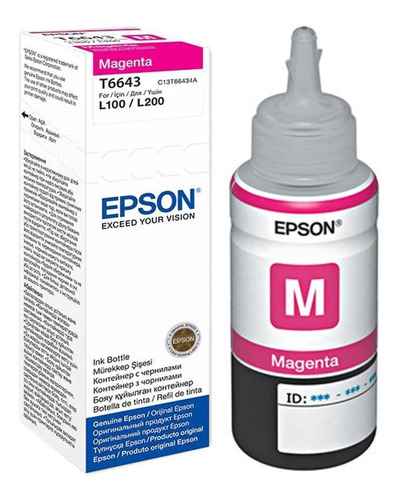 Botella Tinta Epson T664 Original Magenta