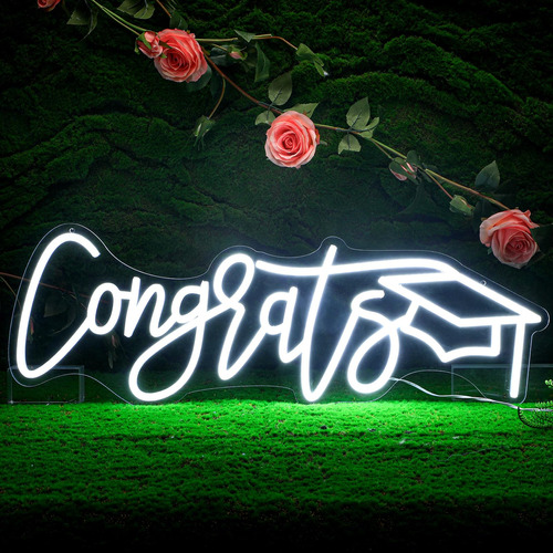 Letrero Neon Texto Ingl  Congrats  Decoracion Led Graduacion