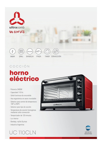 Horno Electrico 110 Lts Ultracomb Uc-110cln Grill Conveccion