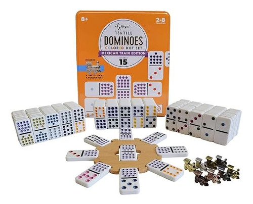 - Mexican Train Dominoes Game Set - Double 15 Colored