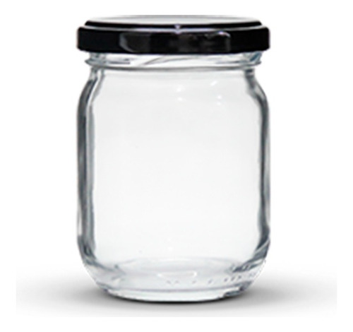 12 Potes Conserva 200ml Com Tampa Metálica E Lacre Cor Preto