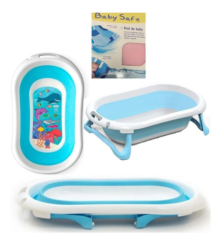 Imagen 1 de 8 de Bañera Plegable Bebe Avanti Tapón Estampada Con Red Reductor