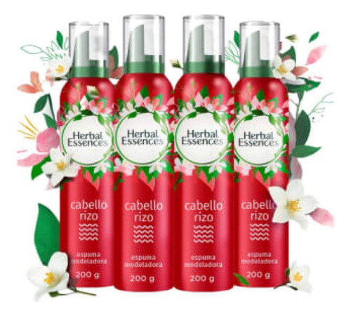 Mousse Para Cabello Herbal Essences Cabello Rizo Jazmín 4 Pz