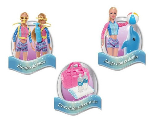 Imagen 3 de 8 de Muñeca Paloma Diversión En El Océano Accesorios