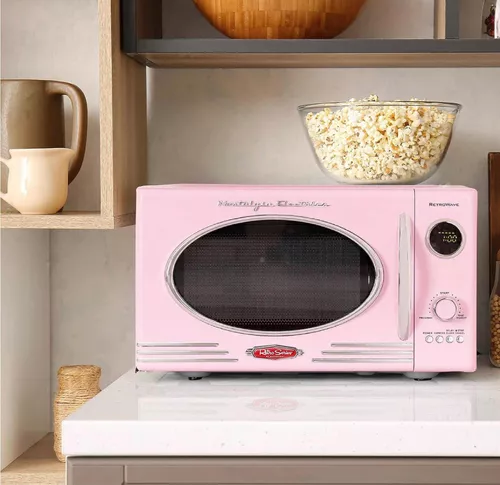 Horno De Microondas Retro Vintage Pantalla Digital Led Rosa