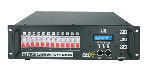 Rack Dimmer Dmx 12 Canais / 4000w Por Canal Linha Prof Nfe