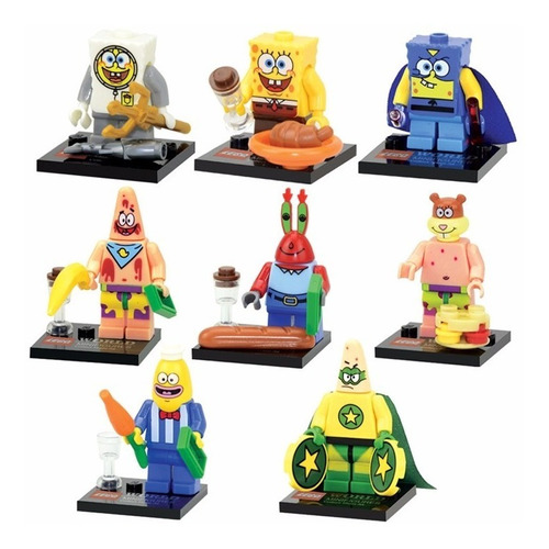 Increible Set Bob Esponja Compatibles Figuras Lego